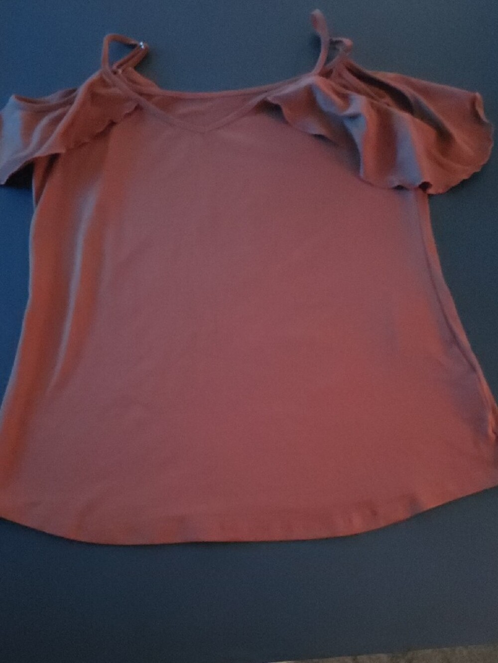 Women's Rust Cold-Shoulder Ruffle Tank Top - Picture 2 of 4